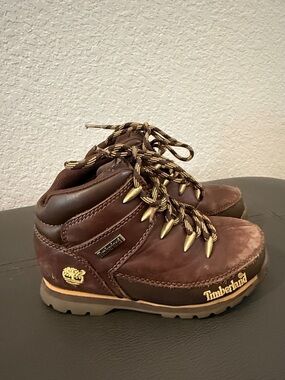 Timberland Brown and Gold Kids Leather Hiking Boots